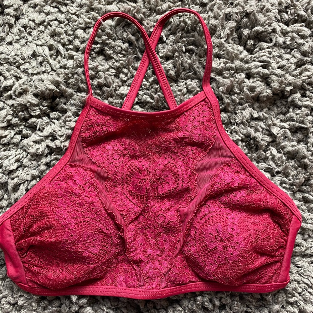 Bikini halter top, Crisscross back, mesh